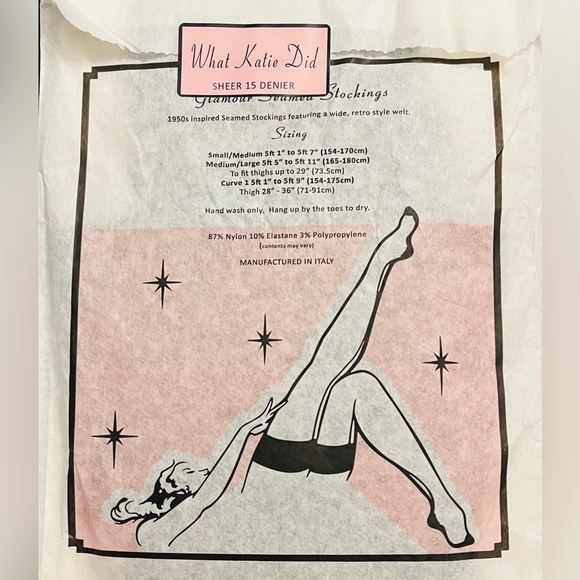 What Katie Did SEAMED STOCKINGS CHAMPAGNE LATTE GLAMOUR H2040 size M/L - Picture 9 of 9